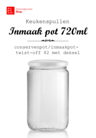 Conservenpot - inmaakpot- 720 ml - twist-off 82 met deksel