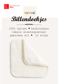 Vimse - Billendoekjes of snoetenpoetsers - wit - wasbaar - zacht eco-flanel - 10 stuks