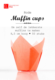 Cups - muffin - rood - 50 stuks - tulp - 85 mm