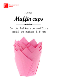 Cups - muffin - roze - 50 stuks - tulp - 85 mm