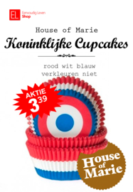 Cups - cupcake - House of Marie - Vlag NL Rood Wit Blauw - 50 stuks