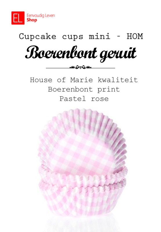 Cups - cupcake mini - House of Marie - Boerenbont ruit - Pastel Roze - 60 stuks