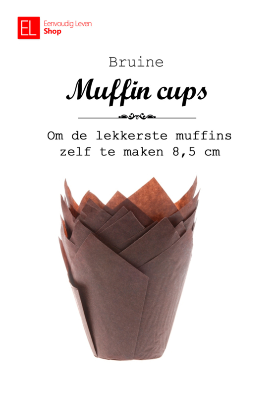 Cups - muffin - bruin - 50 stuks - tulp - 85 mm