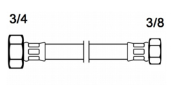 Flexibele aansluitslang RVS 3/4" x 3/8" - 75cm