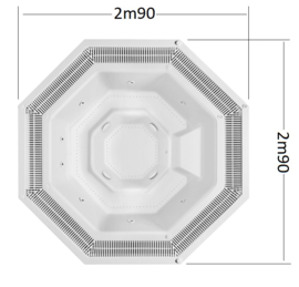 Octagon bad met overloopgoot 2m90