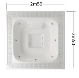 Square commercial whirlpool spa with overflow gutter 2m50