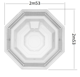 Octogonal Whirlpool spa 2m53 with overflow gutter