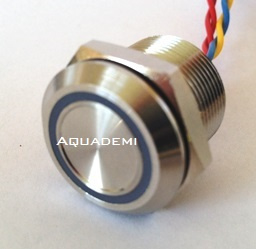 Piezo button Stainless Steel with blue LED ring