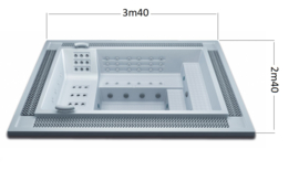 Rectangular 3m40 x 2m40 whirlpool spa with overflow gutter