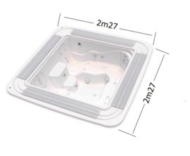 Square commercial whirlpool spa with overflow gutter 2m27