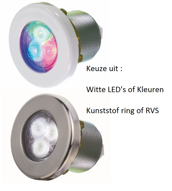 LUMI LED onderwater verlichting uitvoering: RGB Kleuren LED / RVS Ring) | Verlichting | Pool Parts - Aquademi