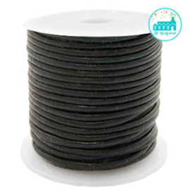 Round Leather String 1 mm Vintage Black