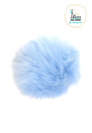 Pompon kunstbont  10 cm doorsnede Saffier Blauw