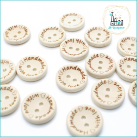 Wooden Buttons 20 mm 'Handmade with Love'