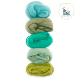 Kleurset Europese Merino Lontwol Groen & Zeegroen tinten nr 6