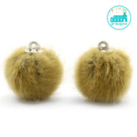 Mini Pompons Faux Fur 16 mm Licht Olijf