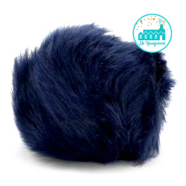 Pompon kunstbont  6 cm doorsnede Donker Blauw