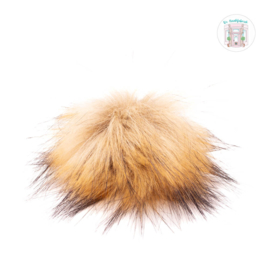 Pompon kunstbont  9 cm doorsnede Beige bruin met drukknoop