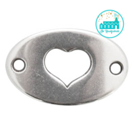 Silver Metal Label with Heart 20 mm x 13 mm