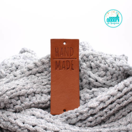 Big Labels  8 cm x 3 cm cognac Handmade met haaknaald GROOT