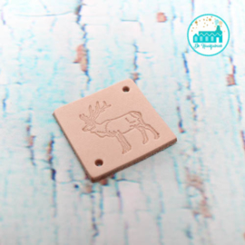 Square Leather Label 3,5 cm x 3,5 cm 'Reindeer'