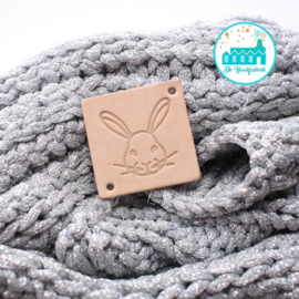 Square Leather Label 3,5 cm x 3,5 cm ‘Rabbit Head’ 