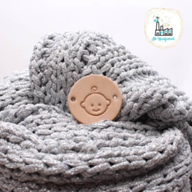 Rond leren label 3,5 cm BABY BOY HOOFDJE