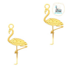 Hangers bohemian flamingo Goud 20 mm x 5 mm