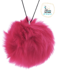 Pompon kunstbont  9,5 cm doorsnede Donker Roze