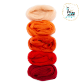 Kleurset Europese Merino Lontwol Rood & Oranje tinten nr 2