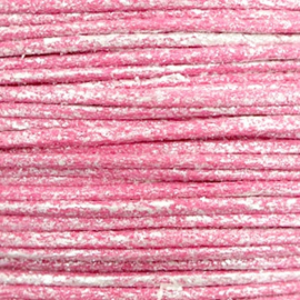 Waxkoord metallic 1.0mm Magenta pink