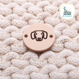 Rond Leren Label 25 MM  DACHSHUND