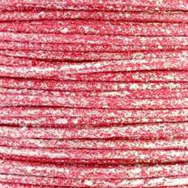 Waxkoord metallic 1.0mm Rose red