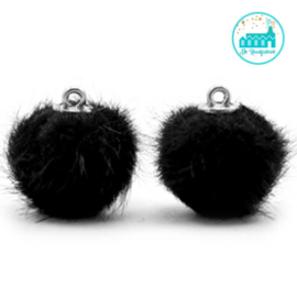 Mini Pompons Faux Fur 16 mm Zwart