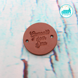 Round Leather Label 3,5 cm 'Gemaakt door Oma'