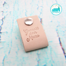 Big Labels with Push-Button Naturel 10 cm x 3 cm 'Gemaakt door Mama'