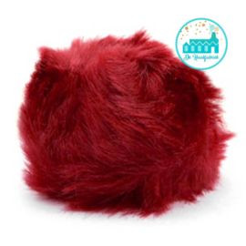 Pompon kunstbont 6 cm doorsnede Bordeaux