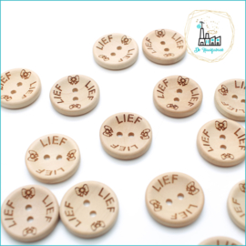 Wooden Button 20 mm 'Lief (with lace)'