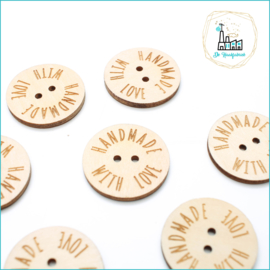 30 mm Platte Houten Knoopjes Handmade with Love Design De Haakfabriek