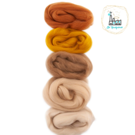 Kleurset Europese Merino Lontwol Bruin & Beige tinten nr 9