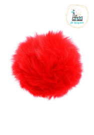 Pompon kunstbont  10 cm doorsnede Rood