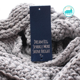 Big Labels  8 cm x 3 cm Donker Blauw Dream Big....zilver