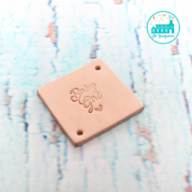 Square Leather Label 3,5 cm x 3,5 cm 'Baby  Girl'