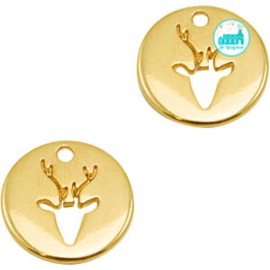 Metal Label 18 mm Gold with Deer