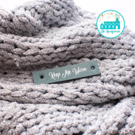 Keep me Warm Sierlijke Letter Groen Grijs 1 cm Zilver letters