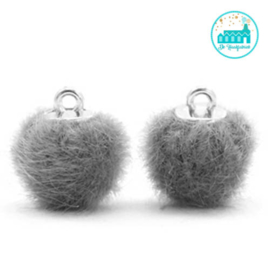 Mini Pompons Faux Fur 12 mm Grijs