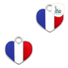 bedels hart Zilver-Red white blue 12 x12  MM