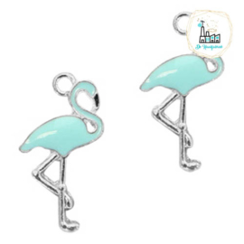 Bedels Flamingo 25.6 mm x 14.4mm Aqua Zilver