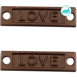 Brown Metal Label 'Love' 28 mm x 7 mm