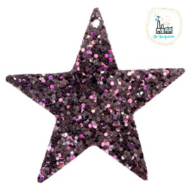 Imi leer hangers ster met glitters Black-purple 5 CM